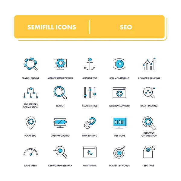 Lijn iconen set. SEO — Stockvector