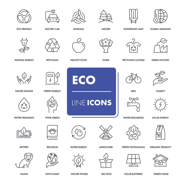 Line icons set. Eco — Stock Vector