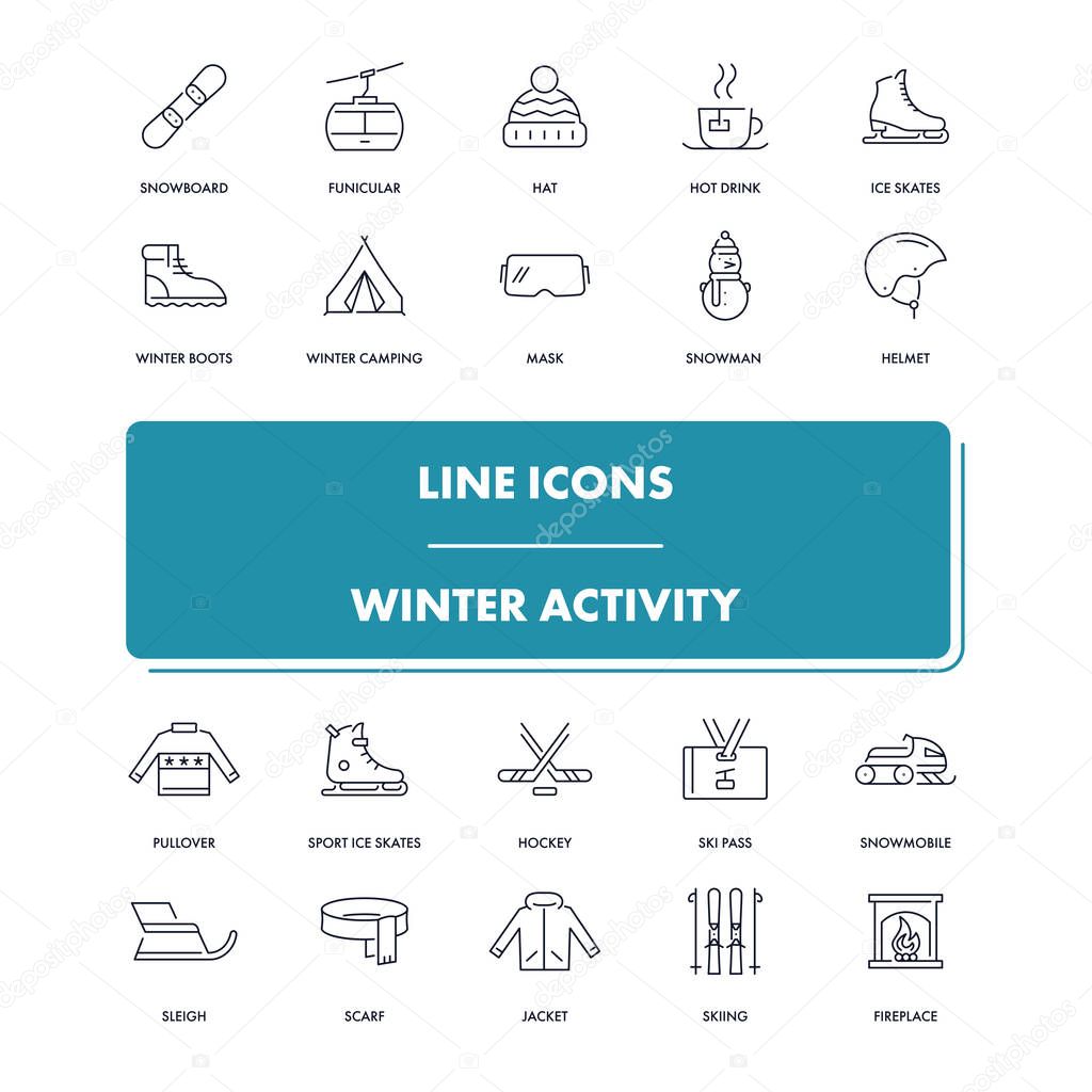  Line icons set. Winter Activity