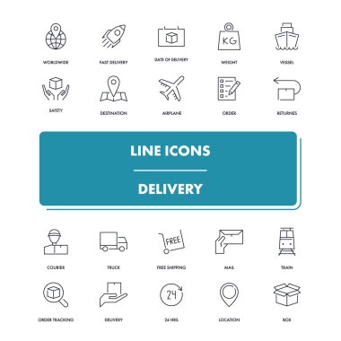 Line icons set. Delivery  clipart