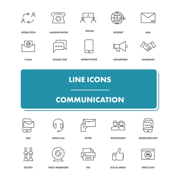 Lijn iconen set. Communicatie — Stockvector