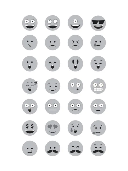 Conjunto de vector Emoticon gris . — Vector de stock