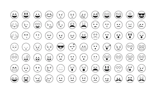Set von schwarzen Emoticon-Vektor — Stockvektor