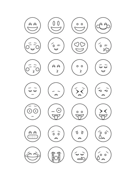 Conjunto de vector emoticono contorno negro aislado sobre fondo blanco. Emoji vector . — Vector de stock