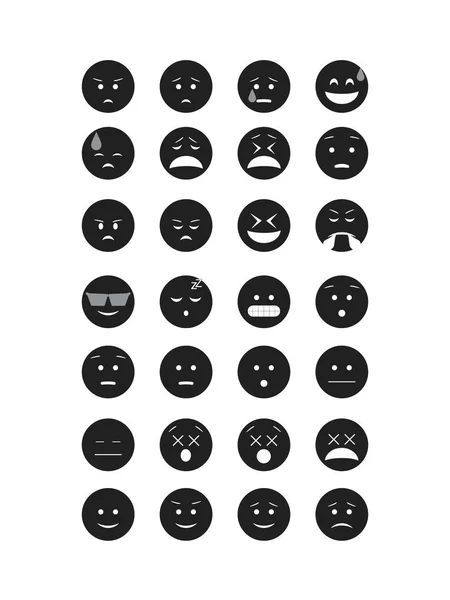 Conjunto de vector Emoticon negro . — Vector de stock