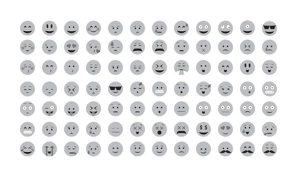 Set di vettore Emoticon grigio . — Vettoriale Stock