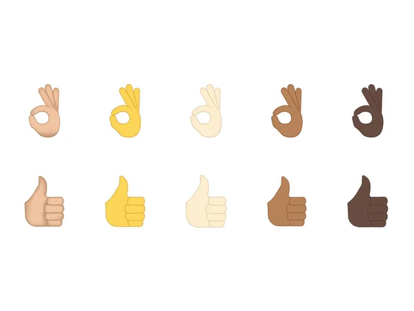 Thumbs up and ok  gesture vector emoji - Stok Vektor
