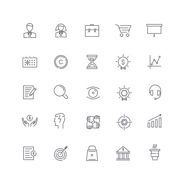 Satır simgeler kümesi. İş paketi. Vektör çizim