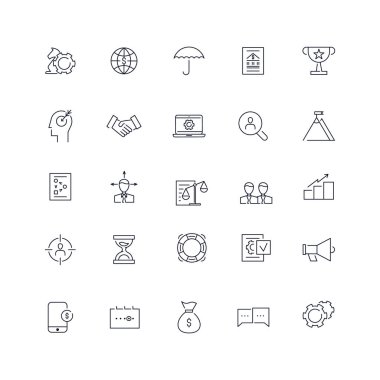 Satır simgeler kümesi. İş paketi. Vektör çizim