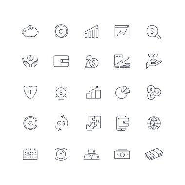 Line icons set. Investment pack. Vector Batch clipart