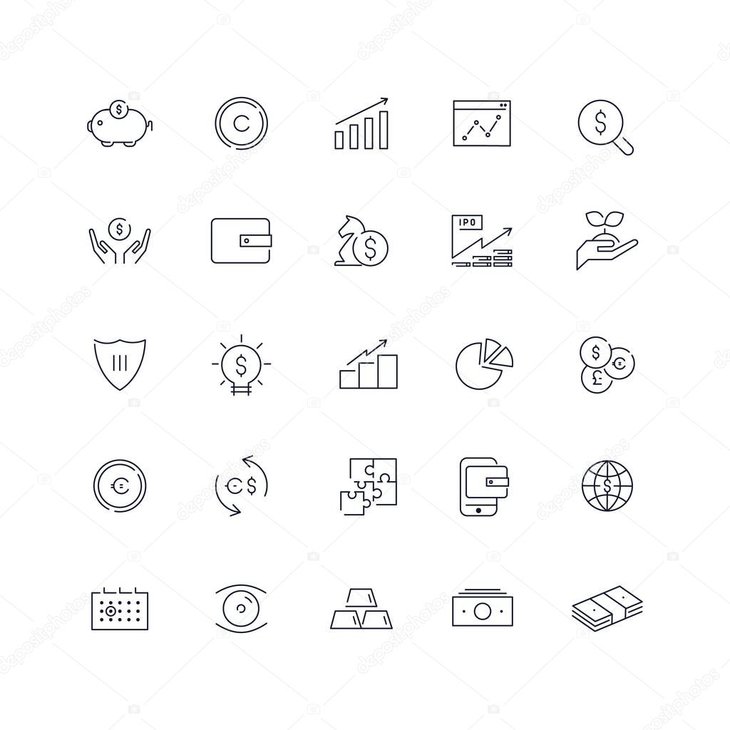 Line icons set. Investment pack. Vector Batch