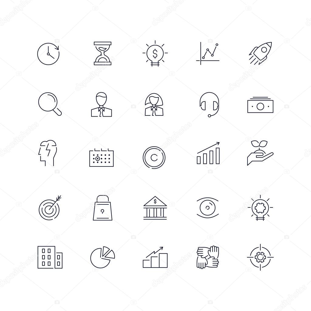 Line icons set. Business pack. Vector illustration