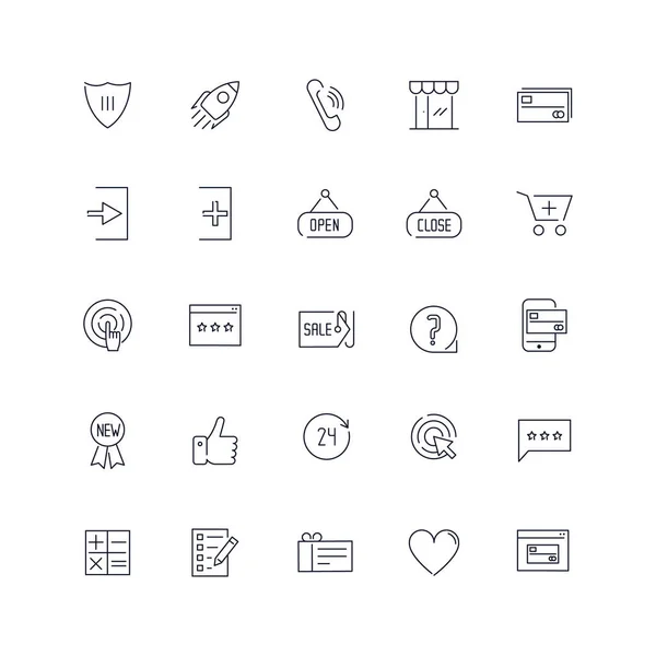 Linjeikoner inställda. E-handelspaket. Vektorsats — Stock vektor