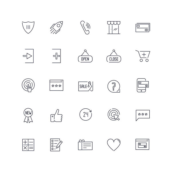 Иконки линий установлены. Электронная коммерция. Векторная партия
