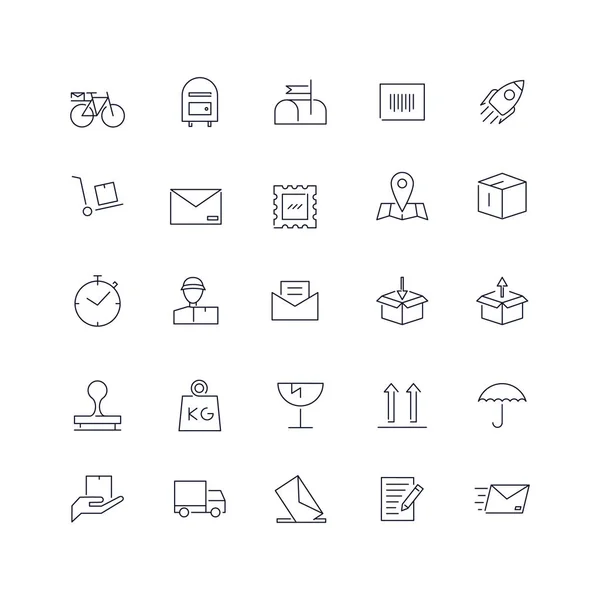 Line icons set. Post service web pack. — 스톡 벡터