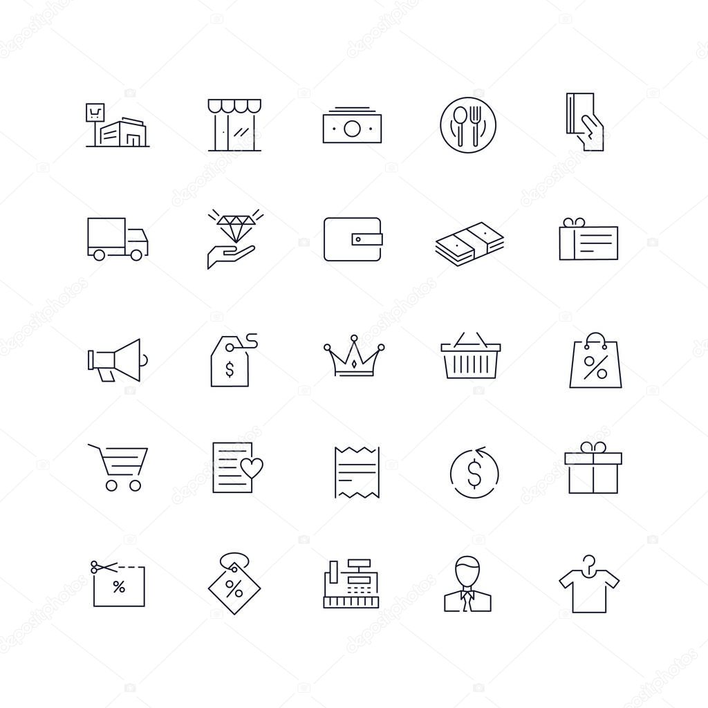 Line icons set. Shopping pack. Vector illustration