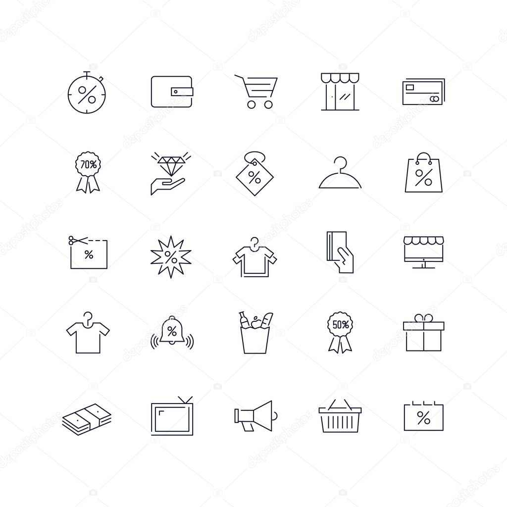 Line icons set. Sale pack. Vector illustration.