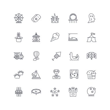 Satır simgeleri ayarlandı. Eğlence parkı paketi. Vektör