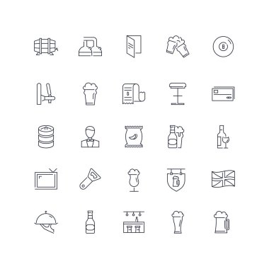  Satır simgeler kümesi. Pub paketi. Vektör çizim 