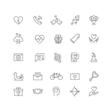 Line icons set. Love pack. Vector illustration  clipart