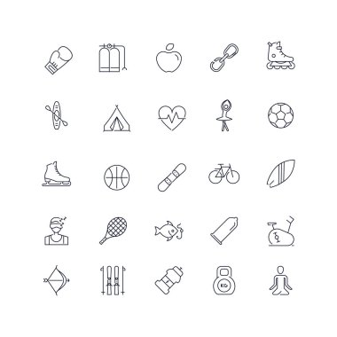  Satır simgeleri ayarlandı. Aktif yaşam paketi. Vektör 