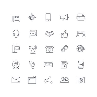  Satır simgeleri ayarlandı. İletişim çantası. Vektör kümesi