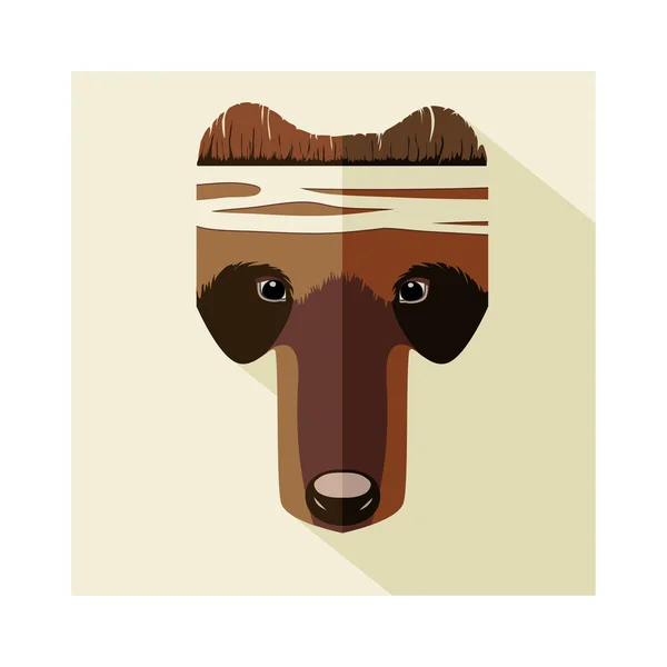 Cabeza de oso sombra larga — Vector de stock