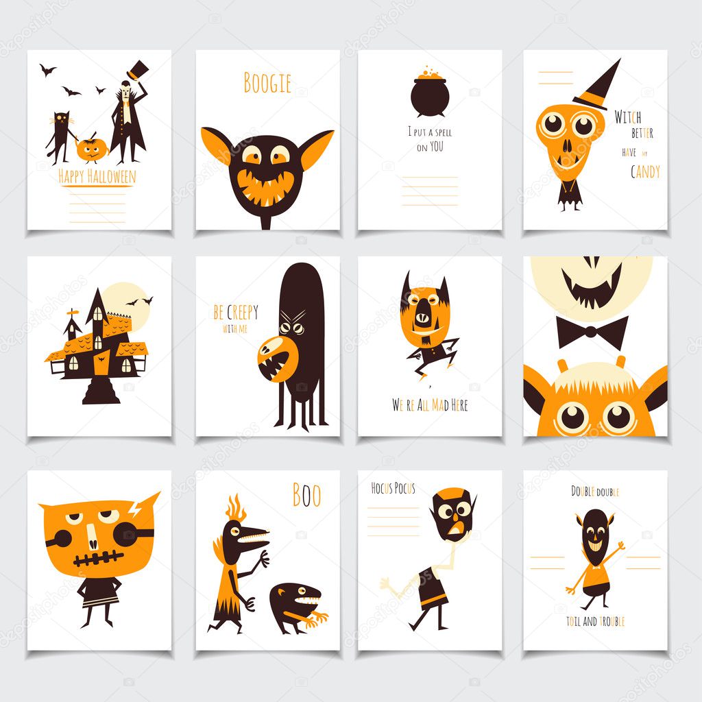 halloween cards set