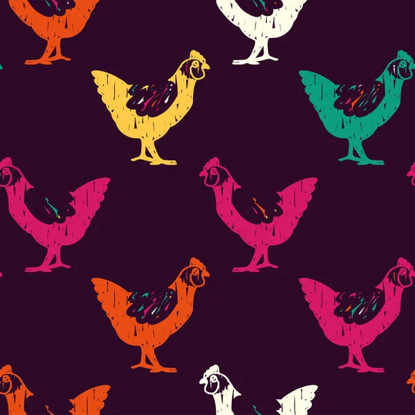 Χρωματιστό κοτόπουλο doodle μοτίβο — Διανυσματικό Αρχείο
