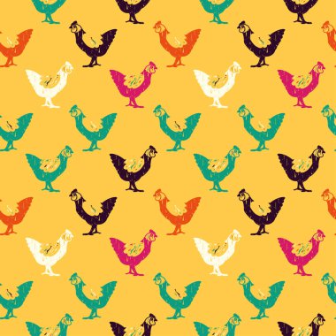 renkli tavuk doodle desen