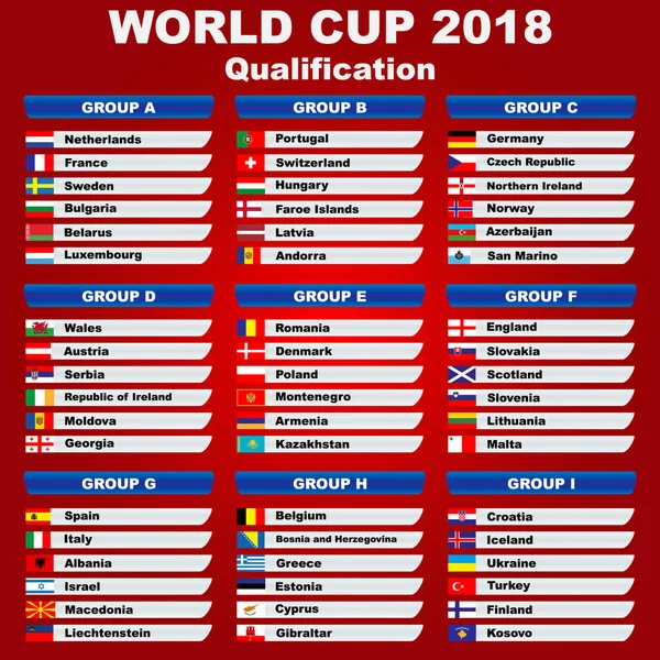 Copa del Mundo 2018. Cualificación Europa . — Archivo Imágenes Vectoriales