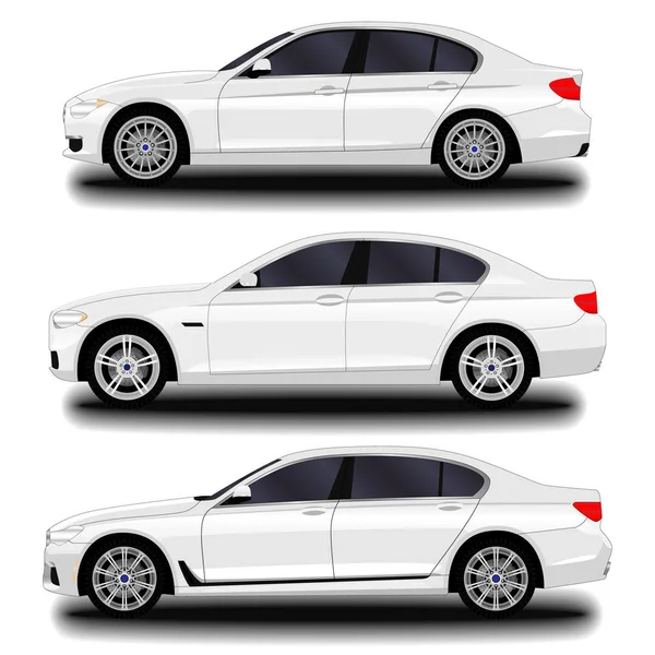 Realistic Car Sedan Front View Side View Back View Stock Vector by