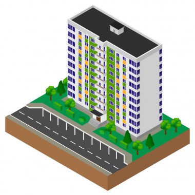 Blok daireler. Ev. Bina. İzometrik.