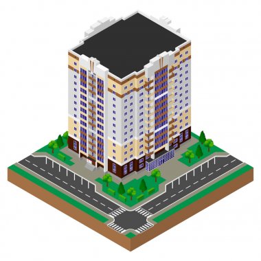 Blok daireler. Ev. Bina. İzometrik.