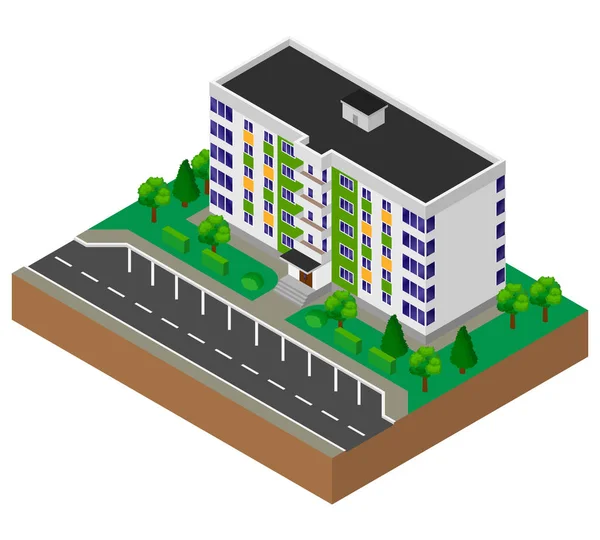 Bloco de apartamentos. Casa. A construir. Isométrico . —  Vetores de Stock