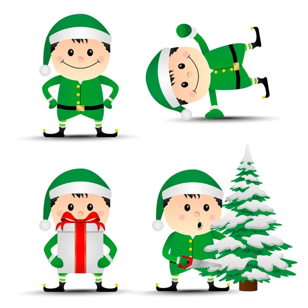 Joyeux Noël Elfe Vecteur Ensemble — Image vectorielle
