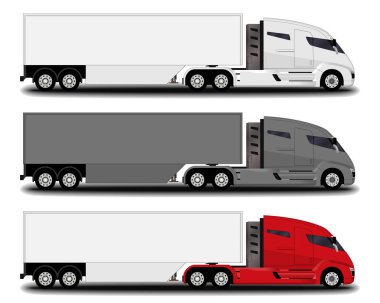 fütüristik elektrik kamyon ayarla. yan görünüm