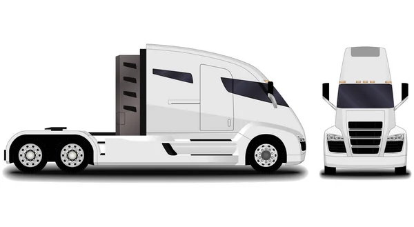 Camión Eléctrico Futurista Vista Frontal Vista Lateral — Vector de stock