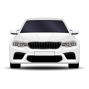 gerçekçi araba. Sedan Önden Görünüm.