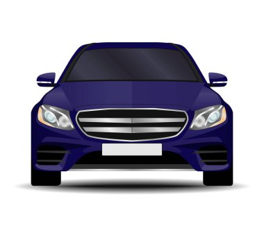 gerçekçi araba. Sedan Önden Görünüm.