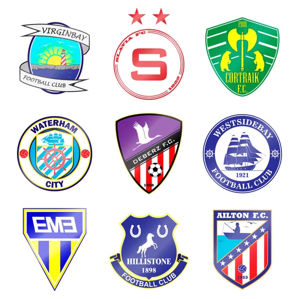 Logo Del Equipo Fútbol Listos Los Nombres Los Equipos Son — Vector de stock