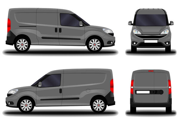 реальный грузовой фургон. вид спереди; вид сбоку; вид сзади
.