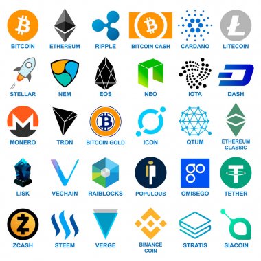 Cryptocurrency logo koymak. paralar