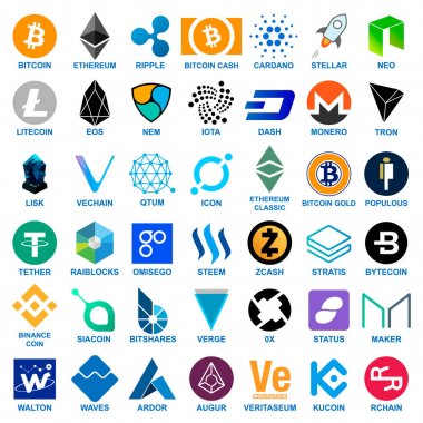 Cryptocurrency paralar logo koymak.
