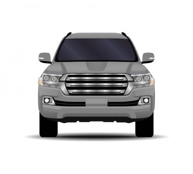 Gerçekçi bir SUV arabası. Ön görünüm.