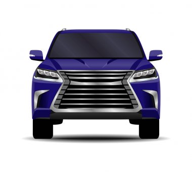 Gerçekçi bir SUV arabası. Ön görünüm.