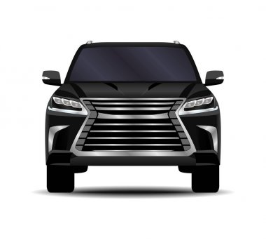 Gerçekçi bir SUV arabası. Ön görünüm.