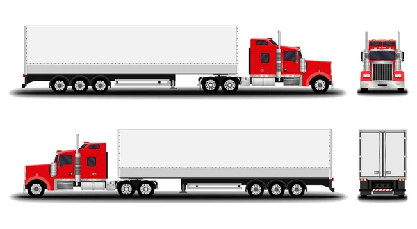 Realistic Truck Front View Side View Back View — Stock Vector