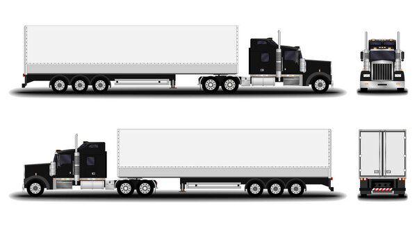 реалистичный грузовик. вид спереди; вид сбоку; вид сзади
.