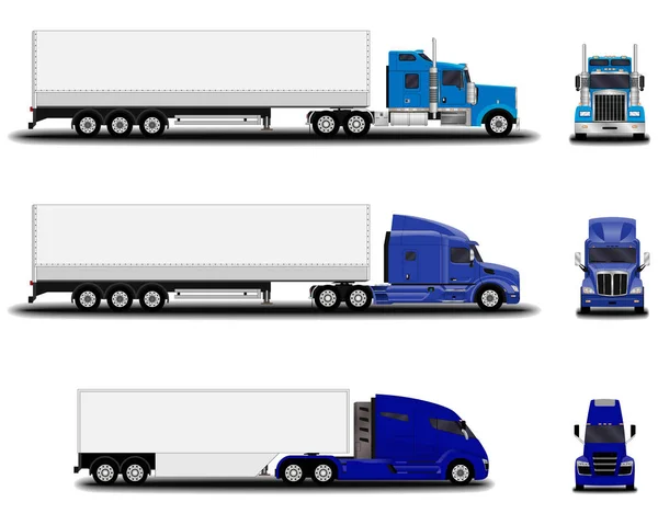 现实的卡车设置 前视图 侧面视图 — 图库矢量图片